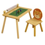 Masuta 4 in 1 activitati Lion Jungle de scris cu rola de hartie si placa LEGO si scaunel cu spatar din lemn si spatiu de stocare Liberty House 